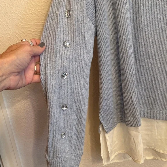 💎💎💎BOGOHO 💎💎💎Women's Blue Sweater with White Collar-XL - Picture 5 of 11